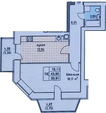 ЖК на Слівенській — 50.9 м²