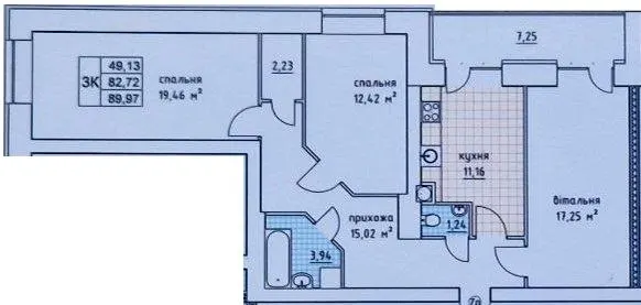 ЖК на Слівенській — 90 м²