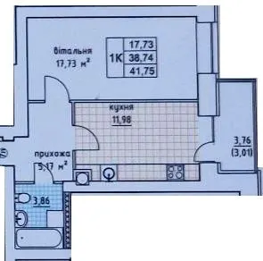 ЖК на Слівенській — 41.8 м²