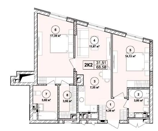 ЖК Mill Town — 68.6 м²