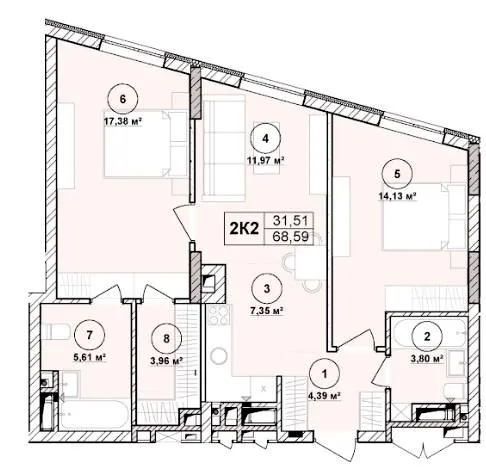 ЖК Mill Town — 68.6 м²