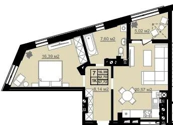 ЖК D2 — 57.7 м²