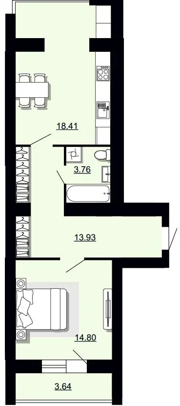 ЖК Західна вежа — 49.7 м²