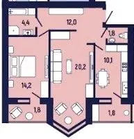 ЖК Краєвид Верховини — 66.5 м²