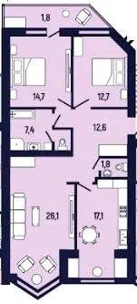 ЖК Краєвид Верховини — 94.2 м²