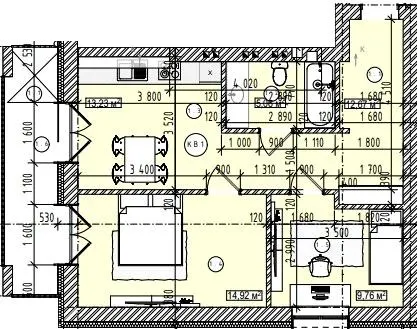 ЖК Спортивний — 58.4 м²