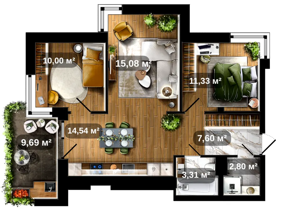 ЖК CENTRAL PARK — 67.6 м²