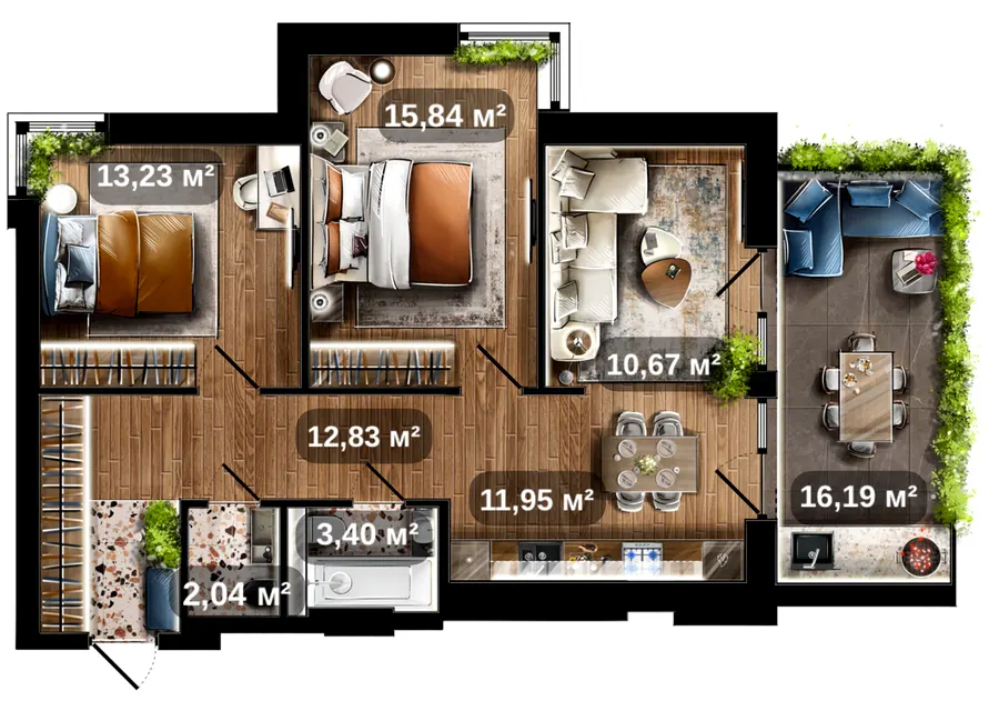 ЖК CENTRAL PARK — 74.8 м²