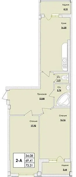 ЖК Парк Совіньйон — 74.8 м²