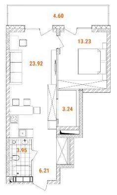 Прибутковий будинок S1 Obolon — 55.2 м²