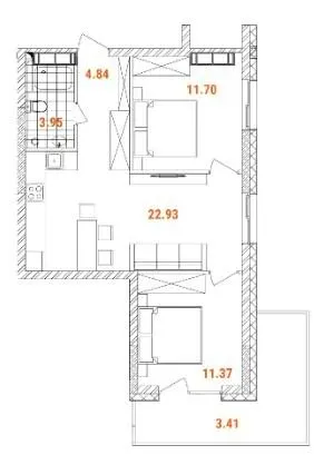 Прибутковий будинок S1 Obolon — 58 м²