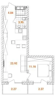 Прибутковий будинок S1 Obolon — 48.4 м²