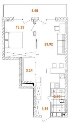 Прибутковий будинок S1 Obolon — 53.8 м²