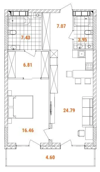 Прибутковий будинок S1 Obolon — 71.1 м²