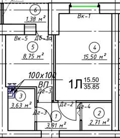 Клубний будинок 7Residence — 35.9 м²