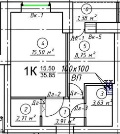 1-кімнатна квартира, 36 м², вул. Рівненська, 7, Кропивницький