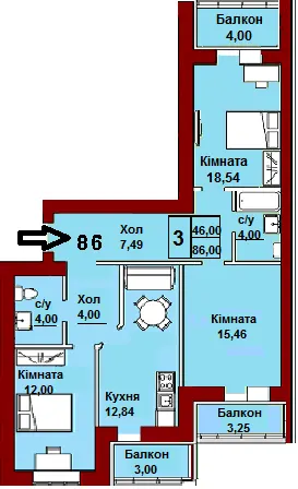ЖК Київський маєток — 86 м²