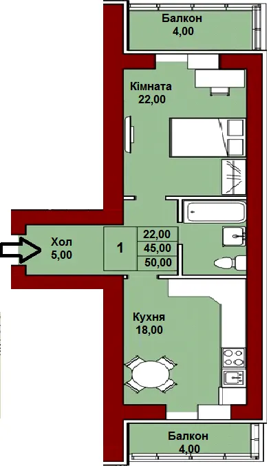 ЖК Київський маєток — 50 м²