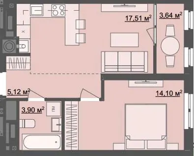 ЖК Ривер Сити — 44.1 м²