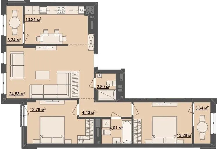 ЖК Ривер Сити — 83 м²