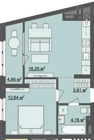 ЖК Ривер Сити — 44.2 м²