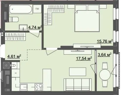 ЖК Ривер Сити — 46 м²