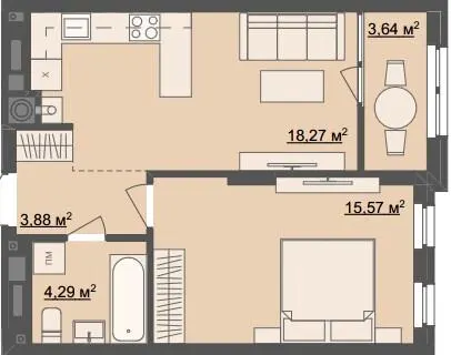ЖК Ривер Сити — 45.3 м²