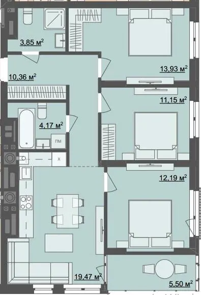 ЖК Ривер Сити — 80 м²