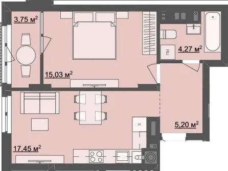 ЖК Ривер Сити — 46.4 м²