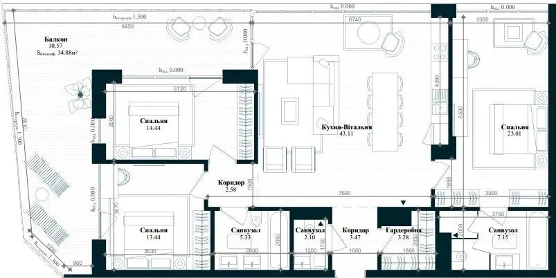 ЖК Park Lake City — 128.5 м²