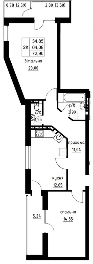 вул. Чумацька, 31 — 72.9 м²