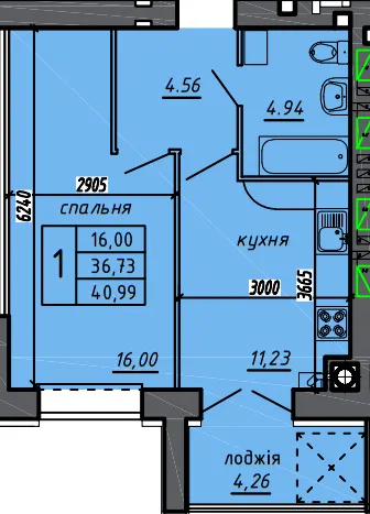 ЖК Нові Байківці — 41 м²