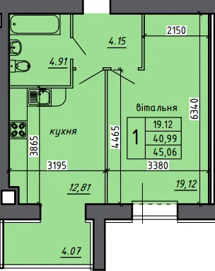 ЖК Нові Байківці — 45.1 м²