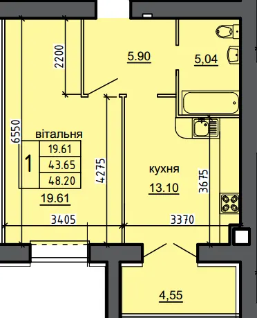 ЖК Нові Байківці — 48.2 м²