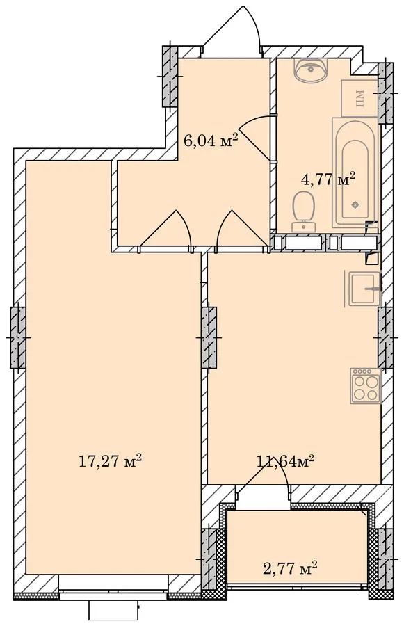 1-комнатная квартира, 41 м², пров. Прожекторний, Вышгород — фото 1