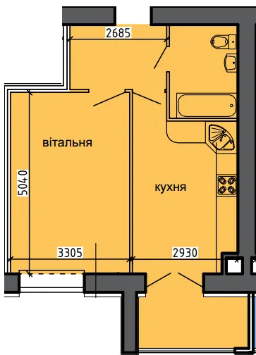 ЖК Нові Байківці — 43.5 м²