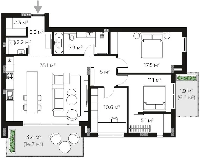 ЖК SHERWOOD — 108.4 м²