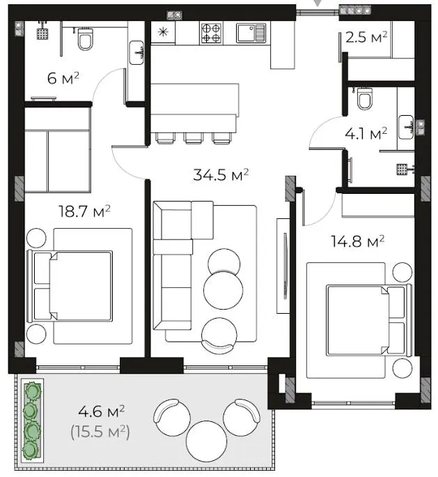 ЖК SHERWOOD — 85.2 м²