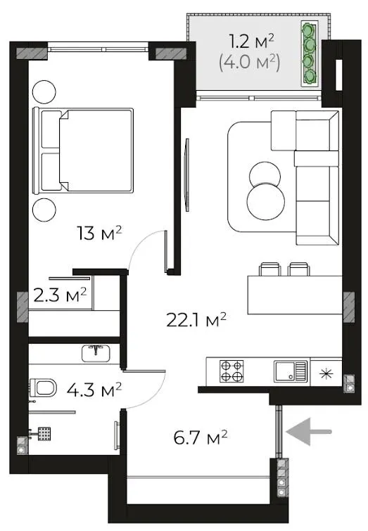 ЖК SHERWOOD — 49.6 м²