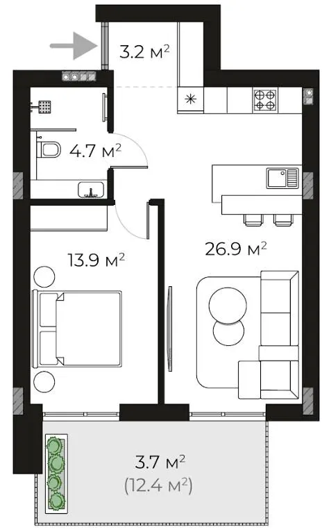 ЖК SHERWOOD — 52.4 м²