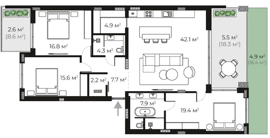 ЖК SHERWOOD — 133.9 м²
