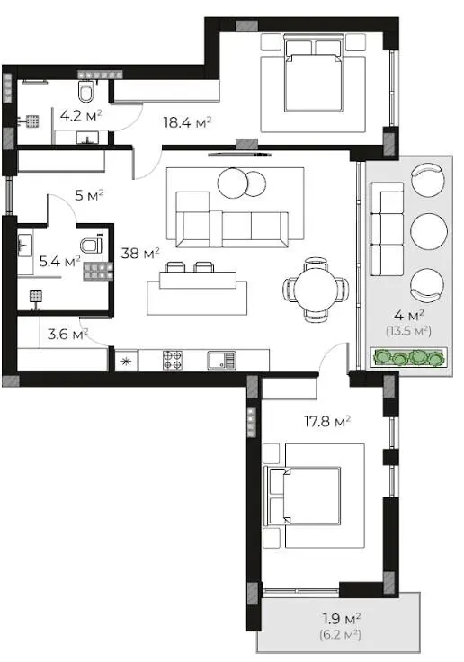 ЖК SHERWOOD — 98.3 м²