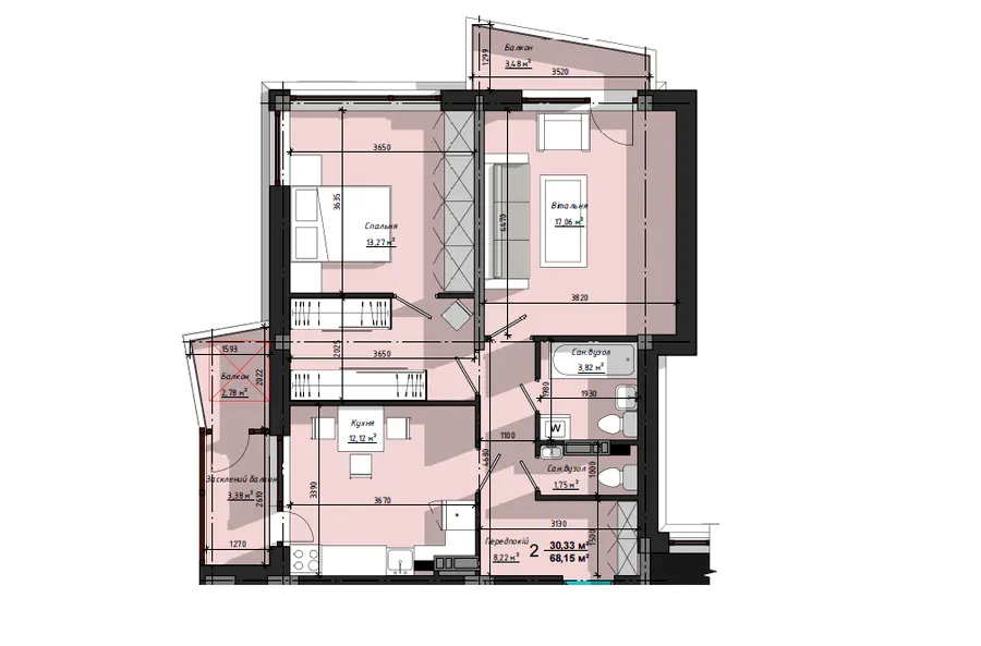 ЖК Диамант — 68.2 м²