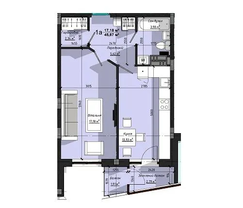 ЖК Діамант — 45.9 м²