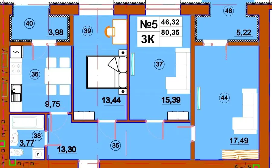 ЖК Комфорт Сіті — 80.4 м²