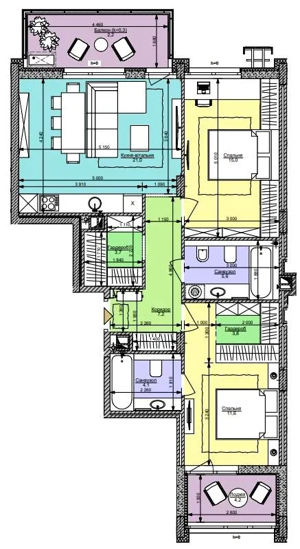 ЖК Файна Таун — 78.4 м²
