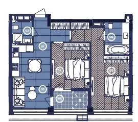 ЖК Dnipro Island — 65.5 м²
