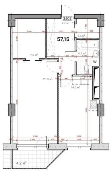 ЖК Миронова — 57.2 м²