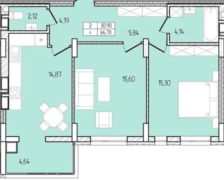 ЖК Перемога — 66.7 м²