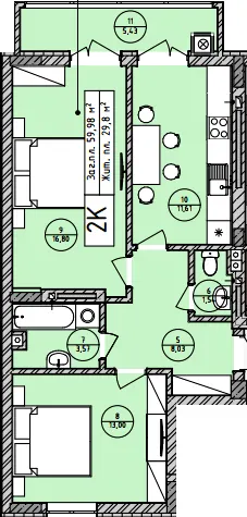 ЖК Лісова Оселя — 60 м²